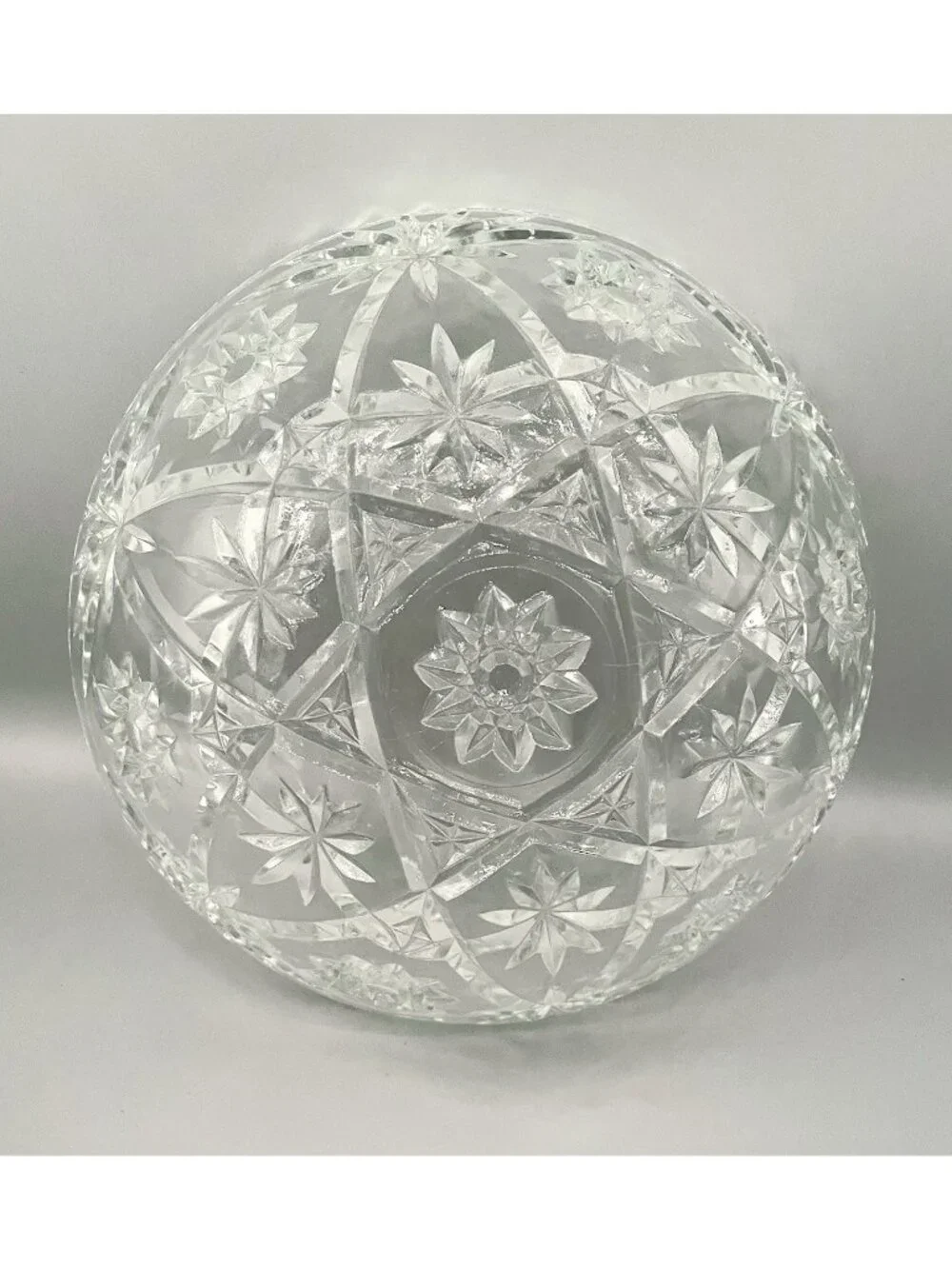 Vintage Anchor Hocking Prescut Glass Star of David Large Serving Bowl 10.5